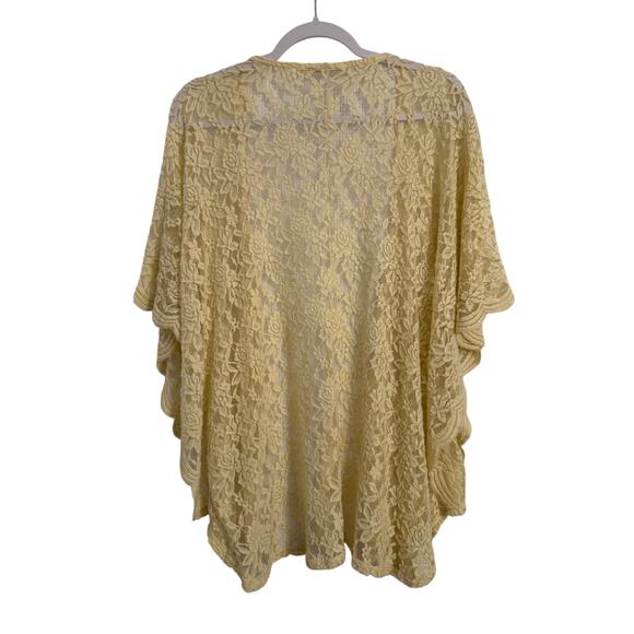 Liberty Love Women's XL Fairy Sheer Lace Kimono Open Front Cardigan Cream Boho - Picture 2 of 9